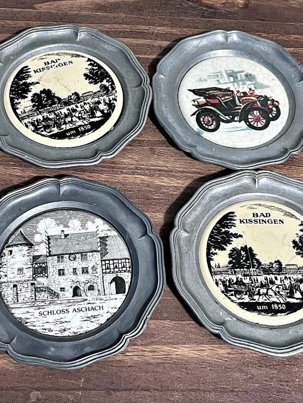 Set of 4 Gray Decorative Plates